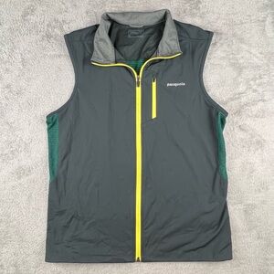 Patagonia Wind Shield Hybrid Vest Soft Shell Full Zip Green Yellow Zipper Mens M